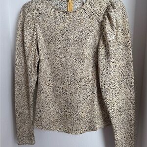 H&M Cream and Black Patterned Blouse size s long sleeve